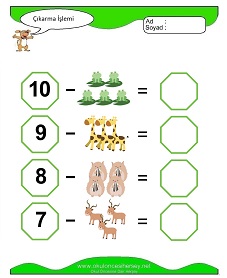 Çıkarma İşlemi Çalışma Sayfaları